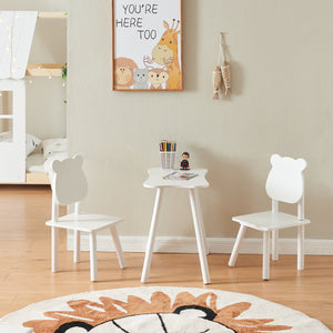 Panjang-børnesiddegruppe med bamsedesign hvid [en.casa].