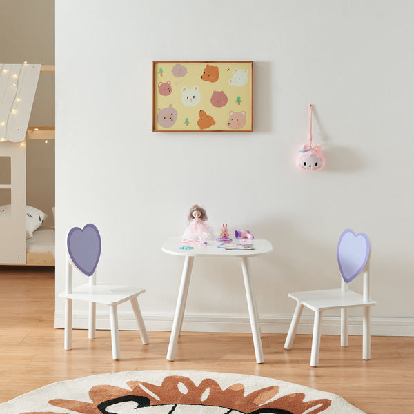 Siljan siddegruppe til børn med hjertedesign hvid/lilla [en.casa].