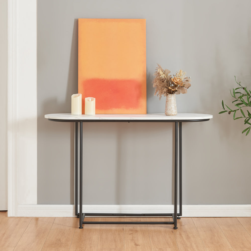 Konsolbord Nordfron 120x40x75 cm marmor, hvid [en.casa] - premiumXL