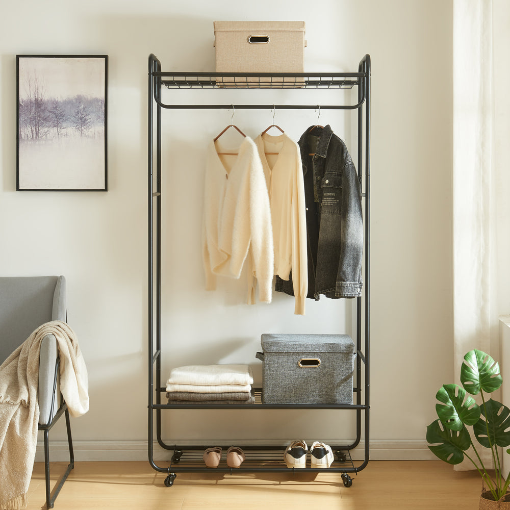 Rulleklædestativ Vestvågøy 176x90x40 cm Sort [en.casa] - premiumXL