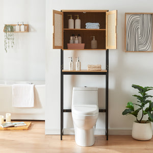 Toiletskab Tervola 172x63x27 cm sort/bambus [en.casa]