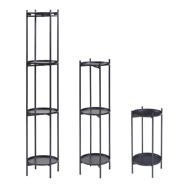 Planteholder Tuusula 3 stk. sæt Metal Sort [en.casa]