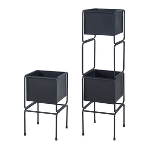 Planteholder Sveio 2 stk. sæt Metal Sort [en.casa]
