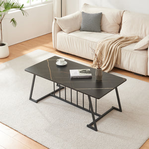 Sofabord Nospoo 120x60x46 cm marmorlook, sort [en.casa]