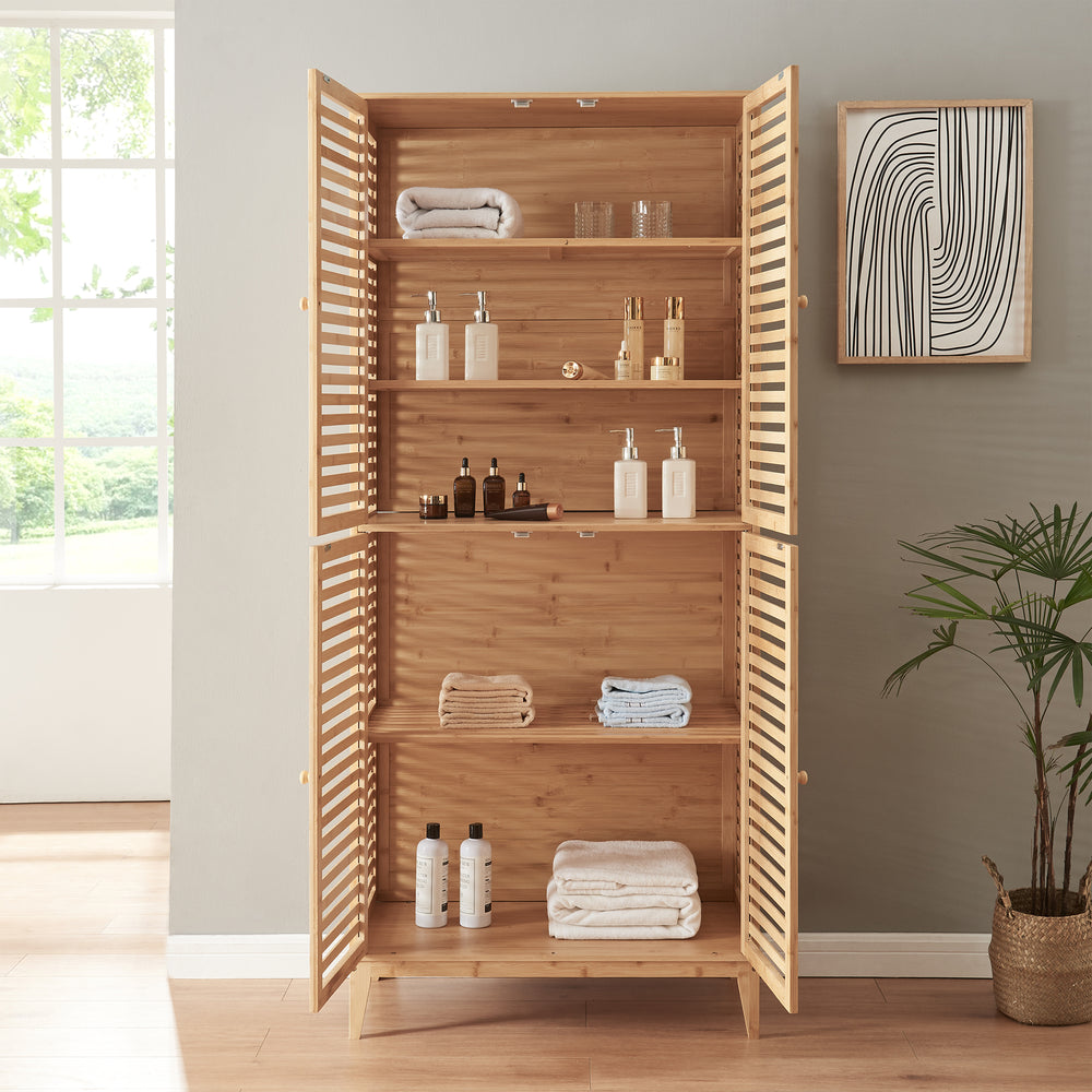 Badeværelsesskab Raurgela 180x80x40 cm bambus [en.casa] - premiumXL