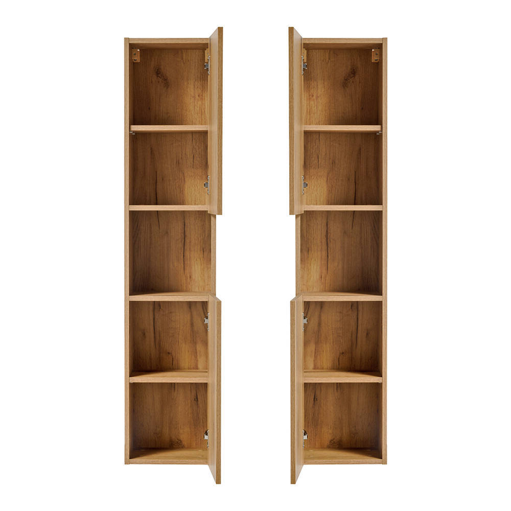 Højt skab Skelbolu 140x30x25 cm egetræslook [en.casa]