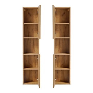 Højt skab Skelbolu 140x30x25 cm egetræslook [en.casa]