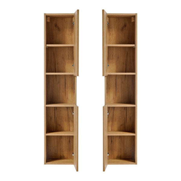 Højt skab Skelbolu 140x30x25 cm egetræslook [en.casa]