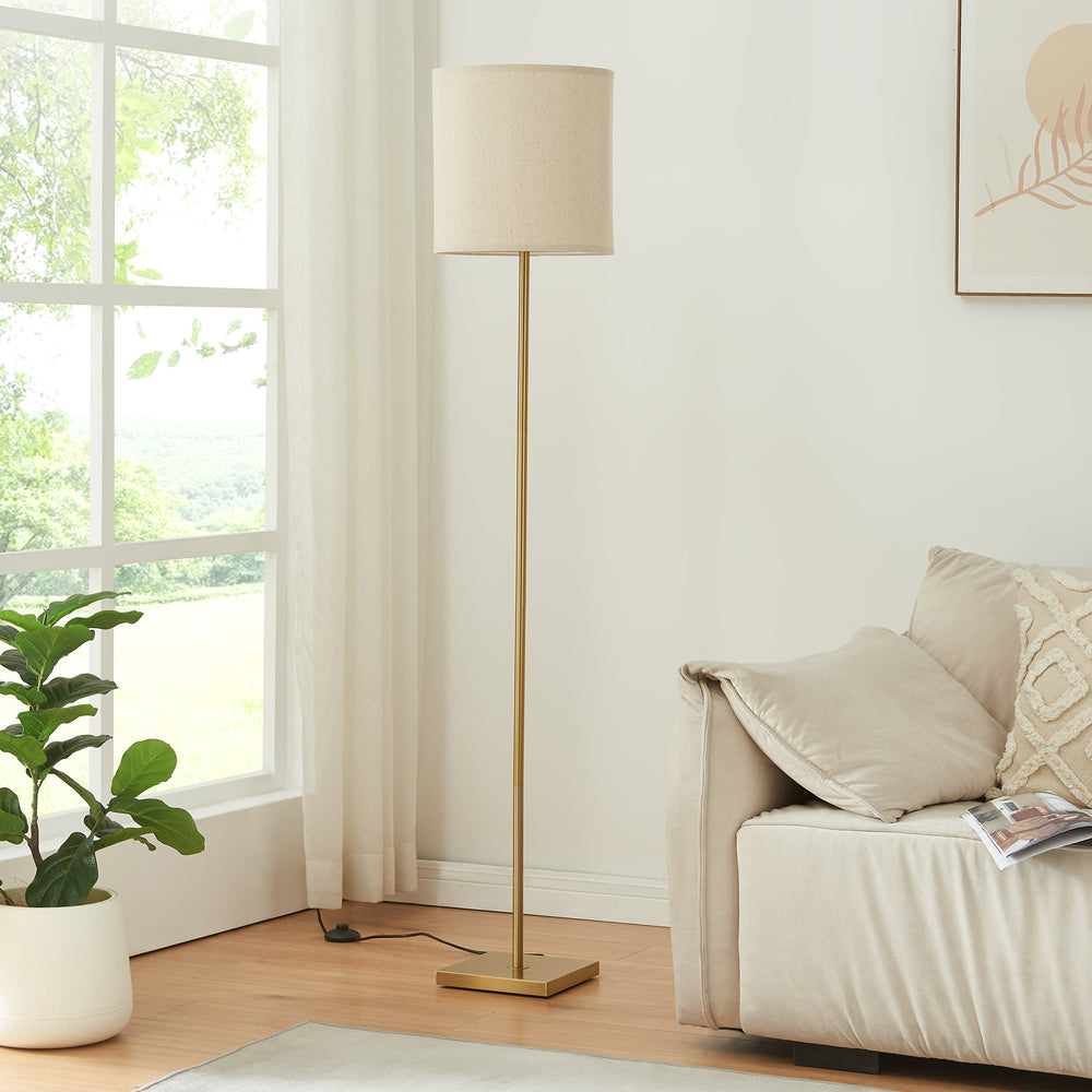 Gulvlampe Fildholm 157 cm messingfarve/linne-look [lux.pro]