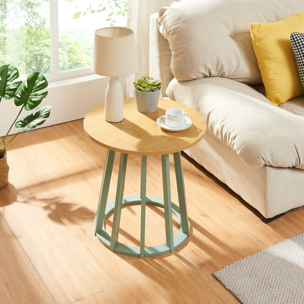 Sidebord Lensuu 48xØ48 cm pastelgrøn/eg [en.casa] - premiumXL