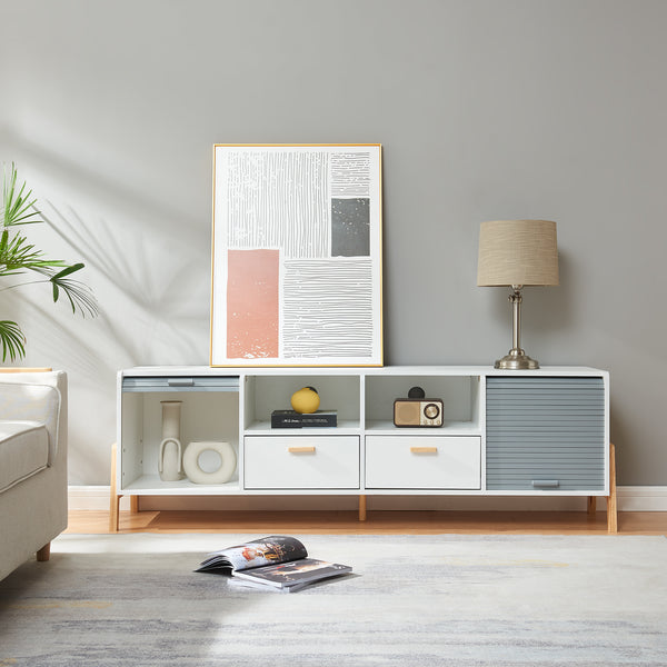 TV-møbel Kvaefjord 160x40x52 cm hvid/grå [en.casa]