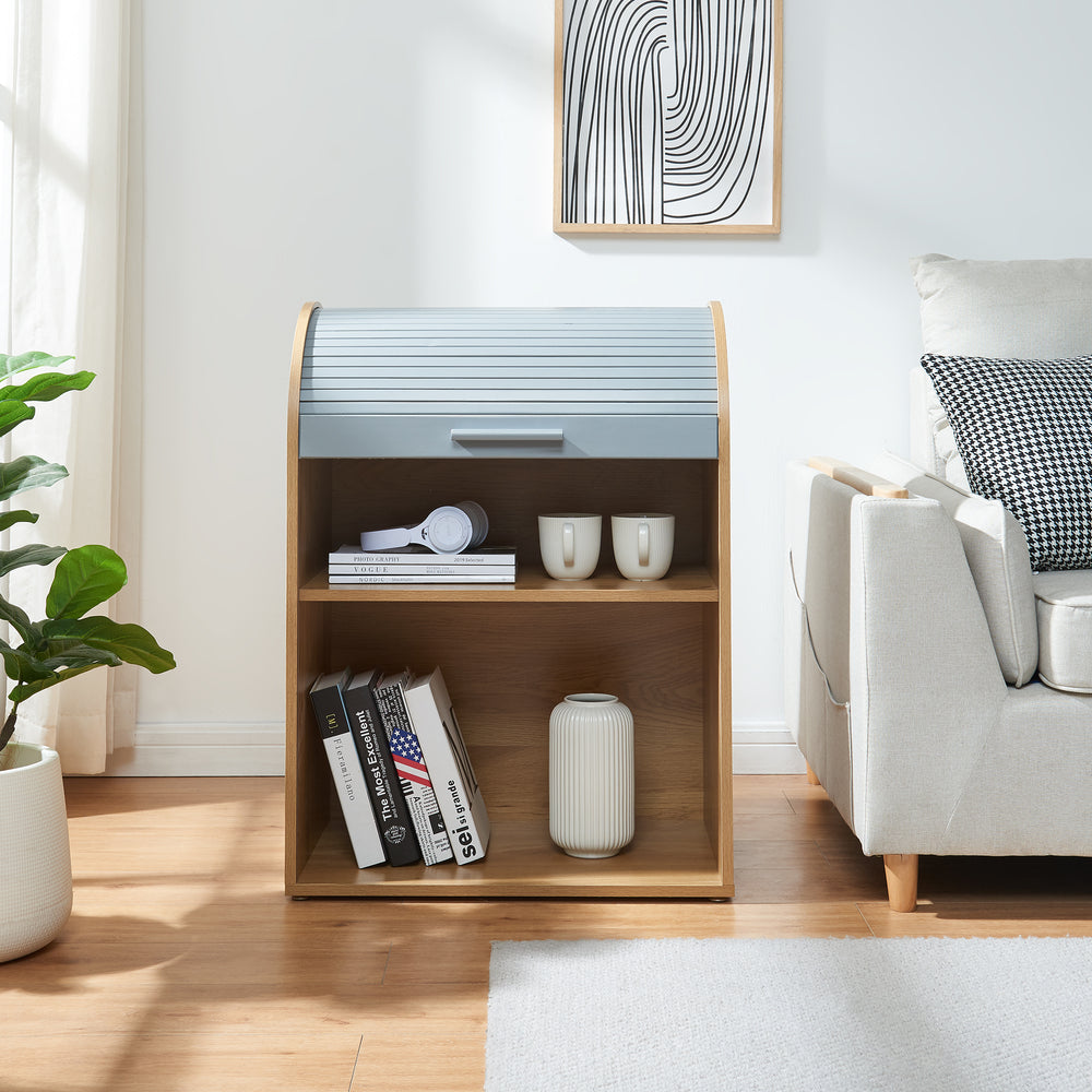 Rullejalousiskab Kavlinge 80x60x40 cm bambus/grå [en.casa]