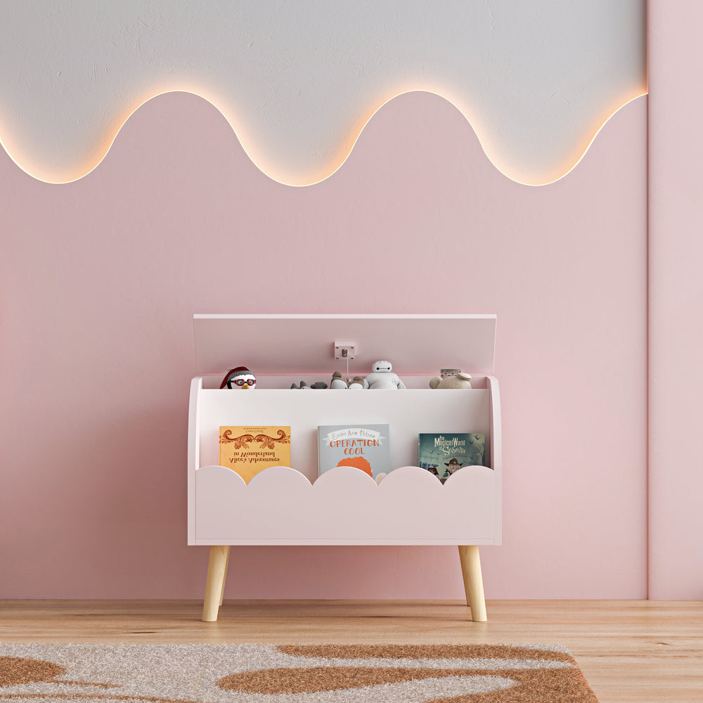Legetøjskasse Vestnes 60x30x44 cm Cotton Candy/Hvid [en.casa] - premiumXL