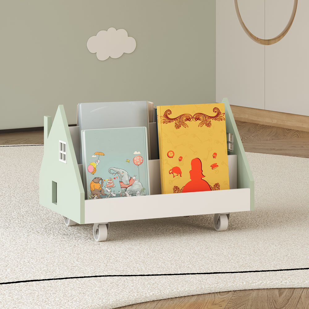Mobil børnehylde Vipsali 50x33x34 cm mintgrøn/hvid [en.casa] - premiumXL