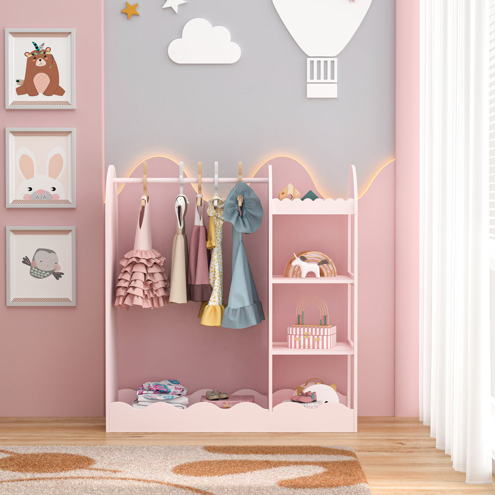 Børnegarderobe Vestnes med spejl 100x94x38 cm Cotton Candy [en.casa]