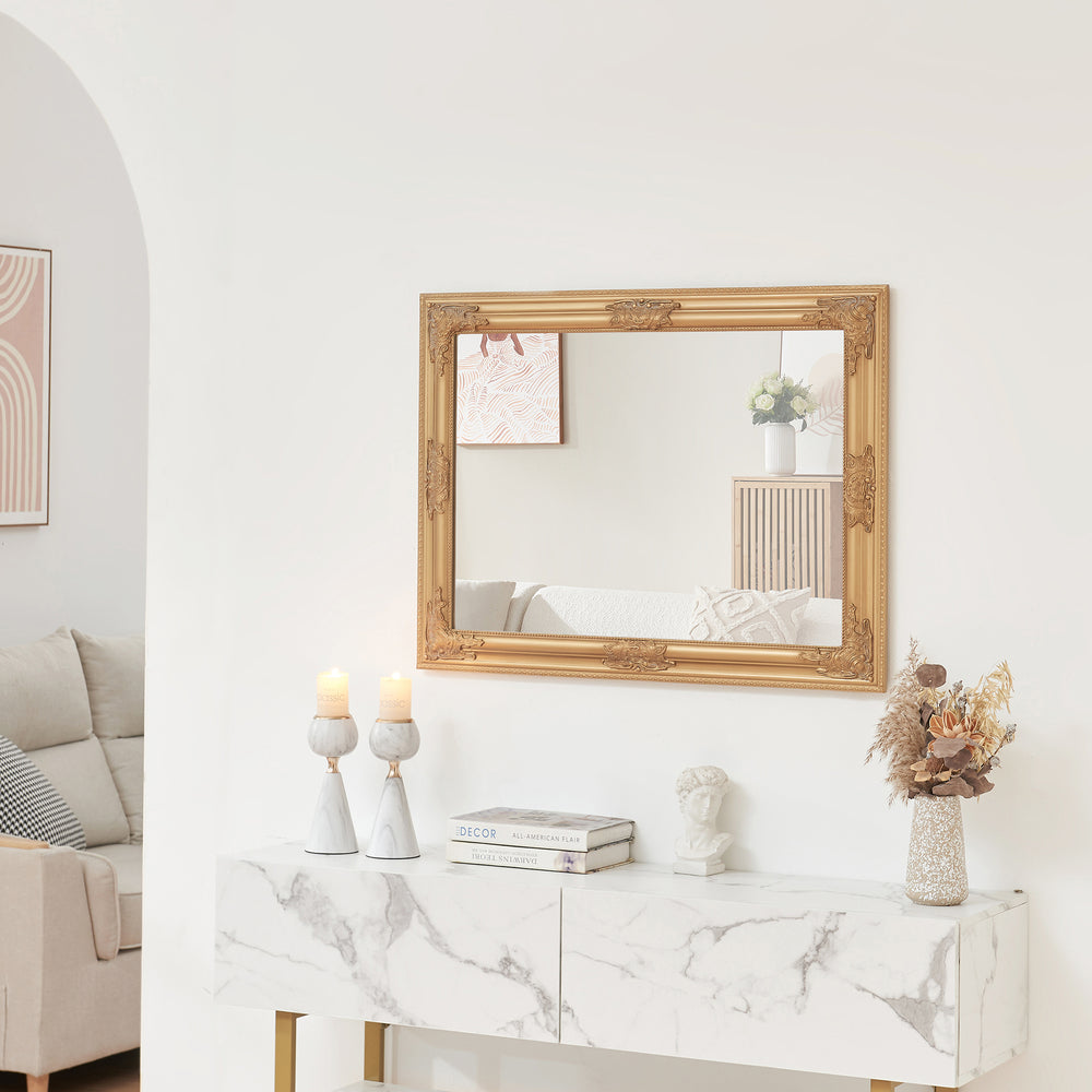 Vægspejl Punkalaidun i barokstil 80x60 cm guldfarvet [en.casa] - premiumXL