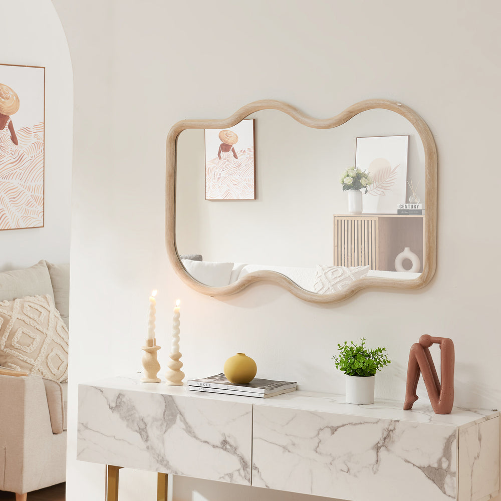 Vægspejl Bellerirnu 90x60 cm Sonoma - egetræslook [en.casa] - premiumXL