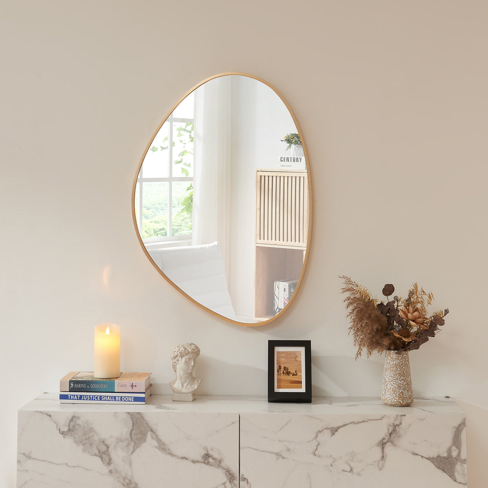 Vægspejl Lardkapihond 75x53 cm Guld farve [en.casa] - premiumXL