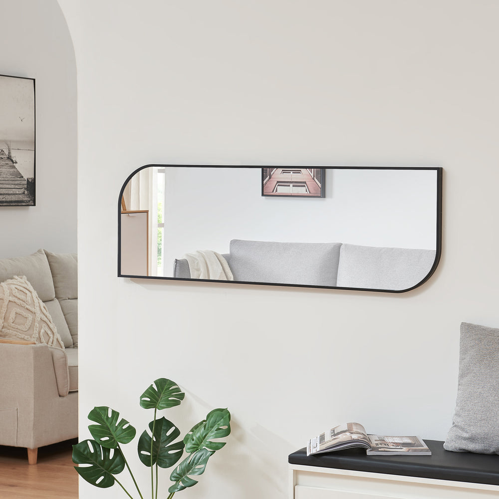Vægspejl Tarvindak 120x40 cm Sort [en.casa] - premiumXL