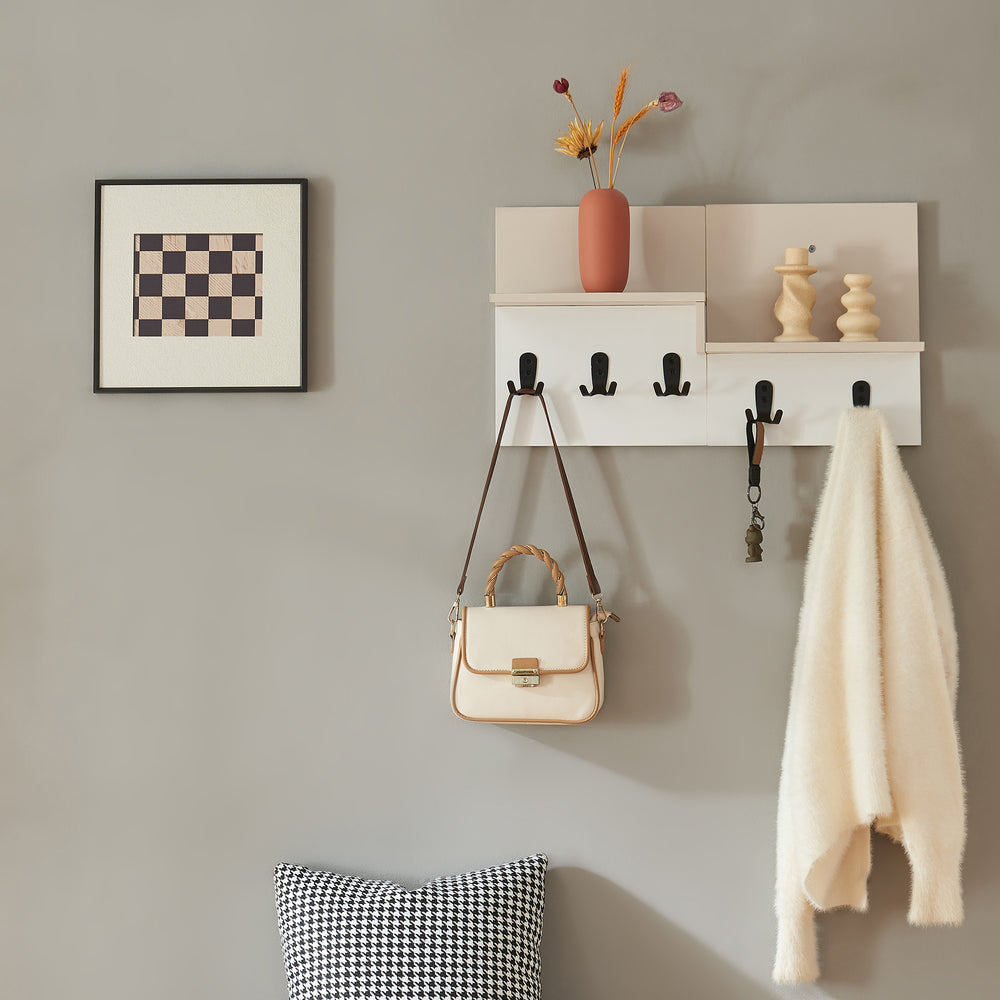 Væg garderobe Botaruvn med 2 hylder 34x59x13 cm Beige/Hvid [en.casa] - premiumXL