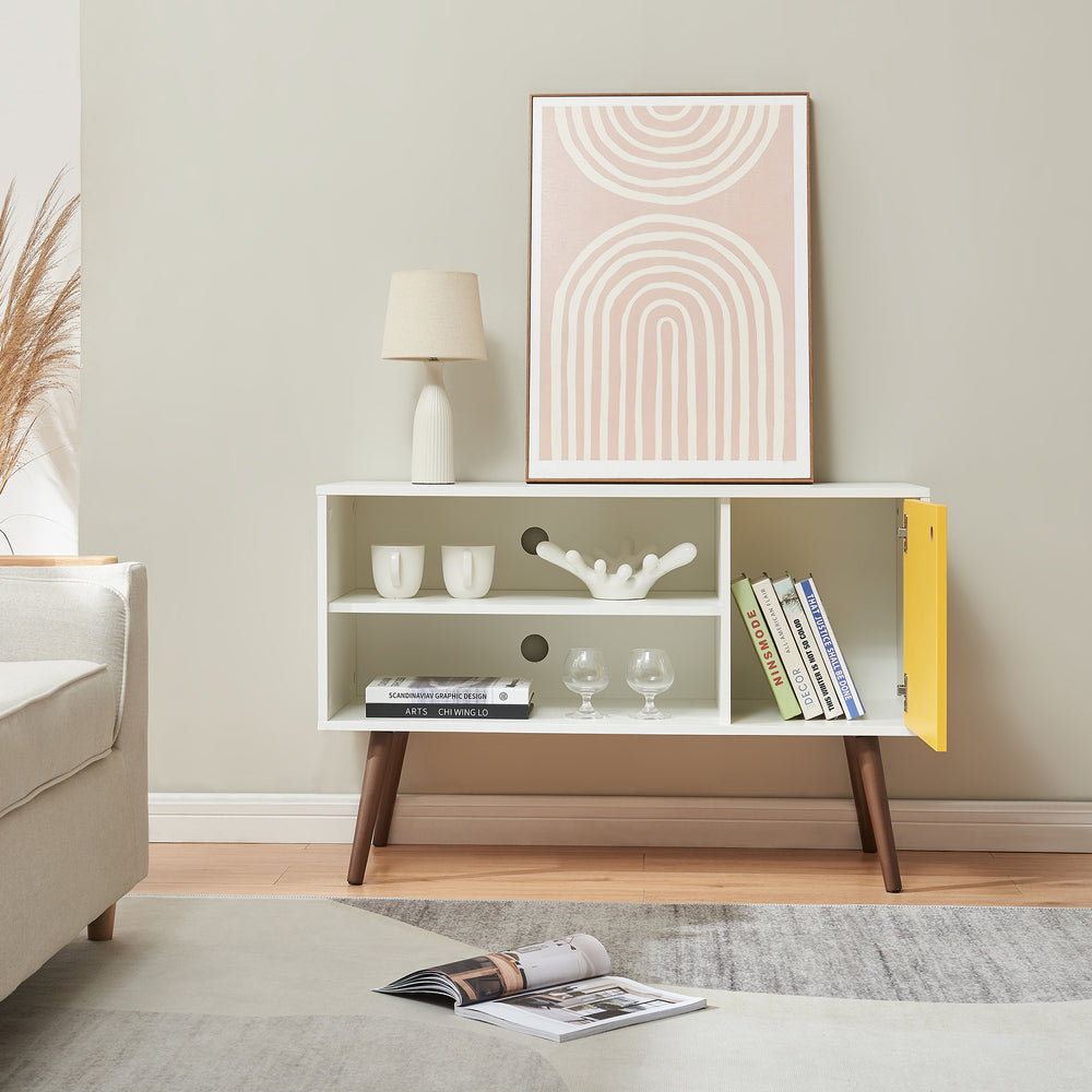 TV-skab Vare 100x40x66 cm Hvid/Gul [en.casa] - premiumXL