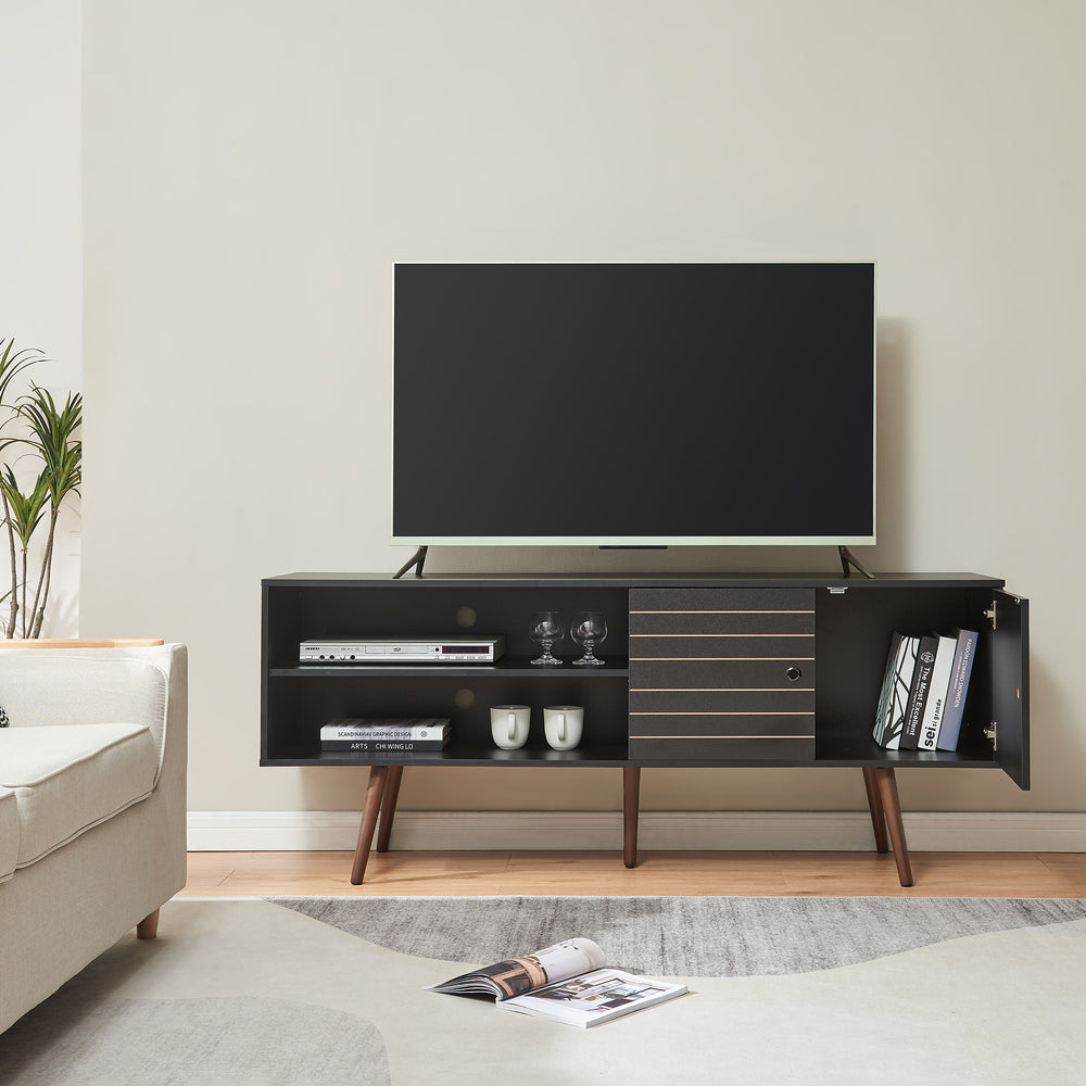TV-skab Vare 160x40x66 cm Sort [en.casa] - premiumXL