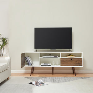 TV-møbel Vare 165x40x66 cm hvid/valnøddetræ [en.casa]
