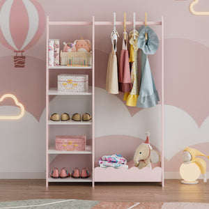 Børnegarderobe Vestnes 114x77x30 cm Cotton Candy/White [en.casa]