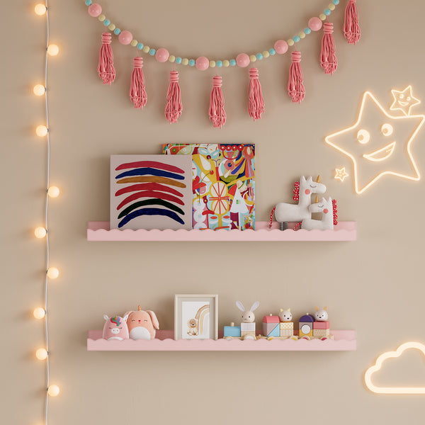Væghylde til børn sæt med 2 Vestnes 60x10x5 cm Candyfloss [en.casa]