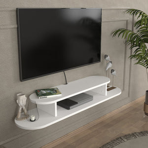 Hængende tv-hylde Targema 120x30x16 cm Hvid [en.casa]