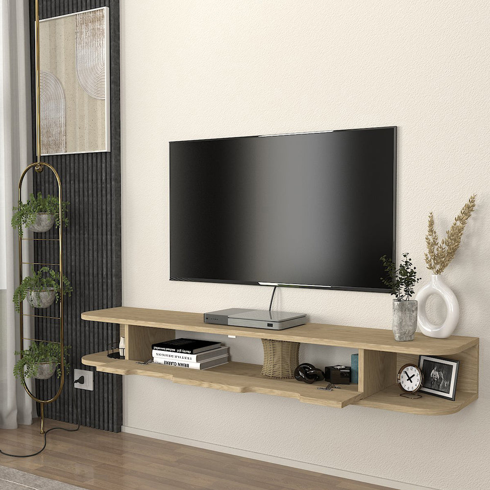 TV - lav skænk væghængt Karjali 150x30x19 cm egetræslook [en.casa] - premiumXL