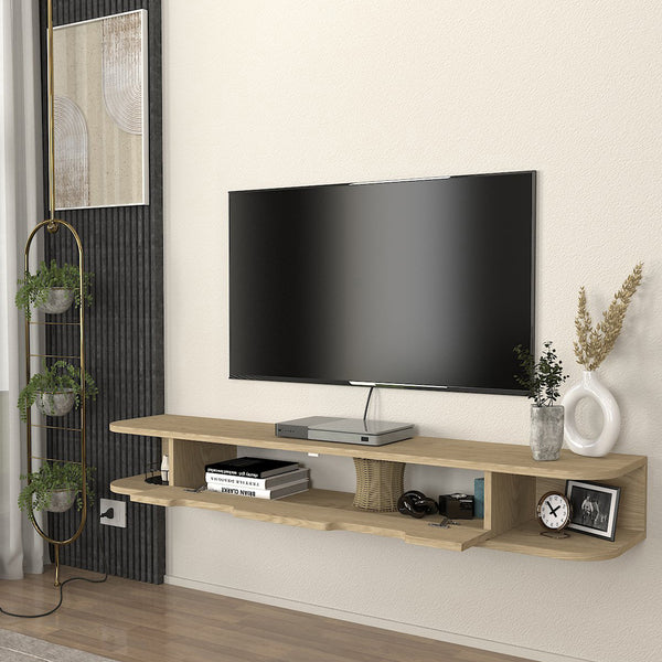Hængende TV-lavtavle Karjali 150x30x19 cm egetræslook [en.casa]