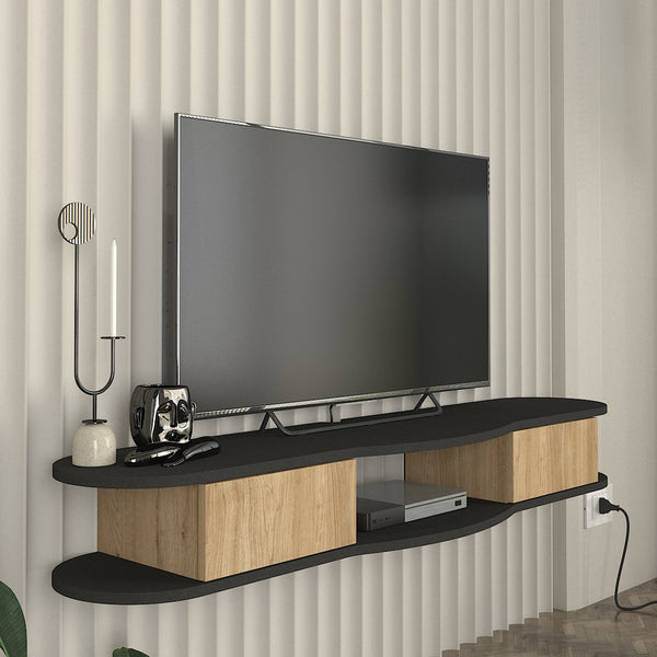 Hængende tv-lavtavle Nyskiri 150x35x19 cm antracit/eg-look [en.casa]