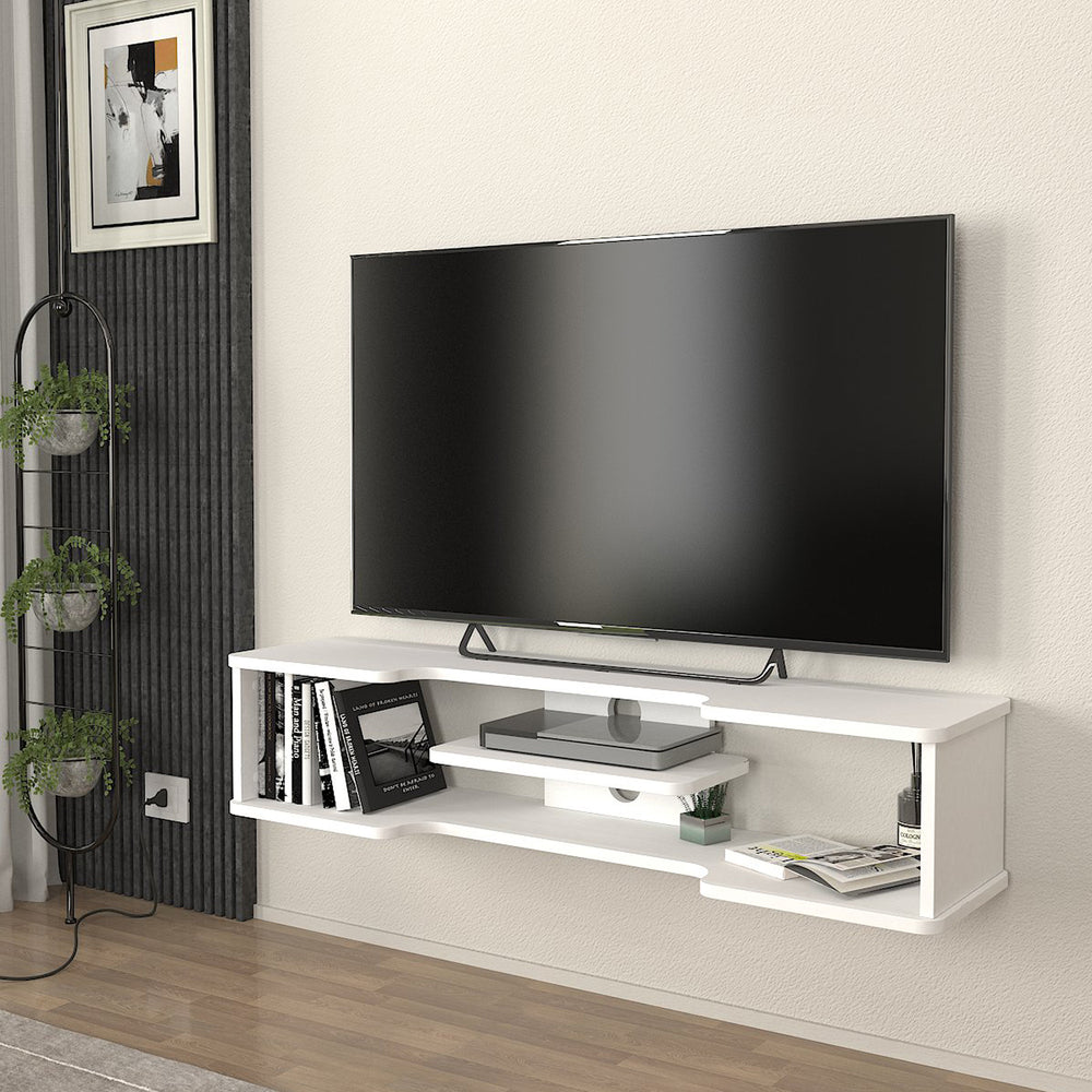 TV - lav skænk væghængt Yrela 120x30x26 cm hvid [en.casa] - premiumXL