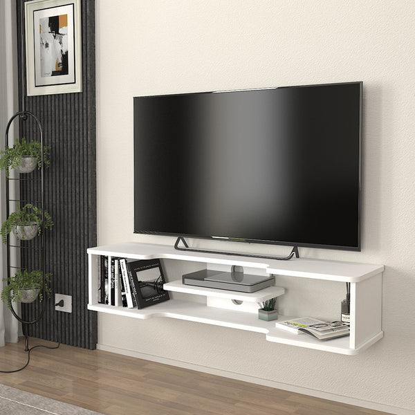Hængende tv-lavtavle Yrela 120x30x26 cm hvid [en.casa]