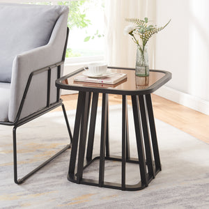 Burgess sidebord 51x51x51 cm sort/valnødde-look [en.casa]