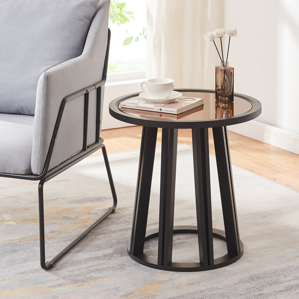 Burgess sidebord 51xØ51 cm sort/valnøddetræ [en.casa]