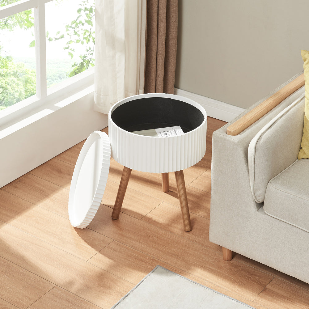 Sidebord Bongard med opbevaring Ø38x48 cm Hvid [en.casa] - premiumXL