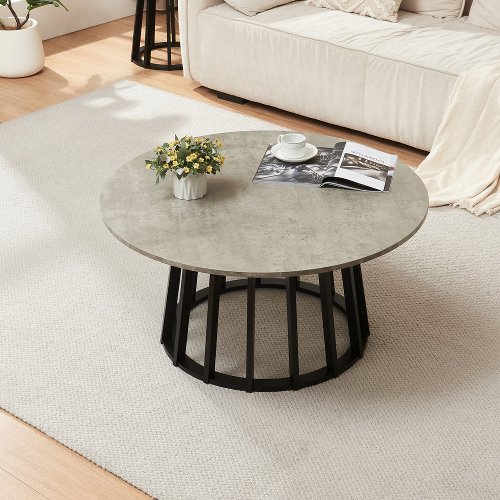 Sofabord Buzzard Ø90x45 cm Sort/betonlook [en.casa] - premiumXL