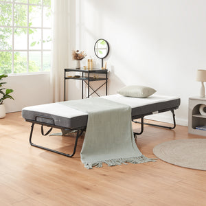 Metalfoldeseng Borjavle med madras 200x90cm sort [en.casa]