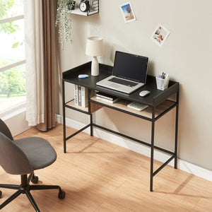 Skrivebord Belana 100x43x82 cm sort/eg-look [en.casa]