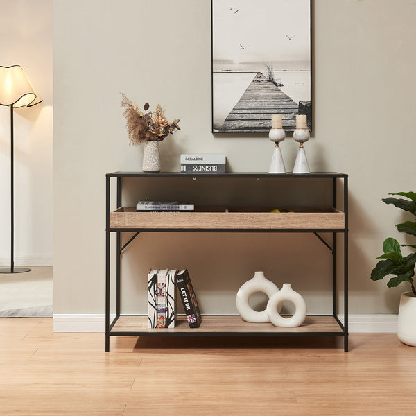 Konsolbord Belana 110x40x80 cm sort/eg-look [en.casa]