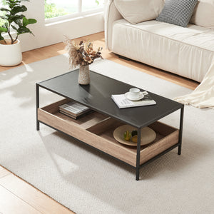 Sofabord Belana 100x48x39 cm sort/eg-look [en.casa]