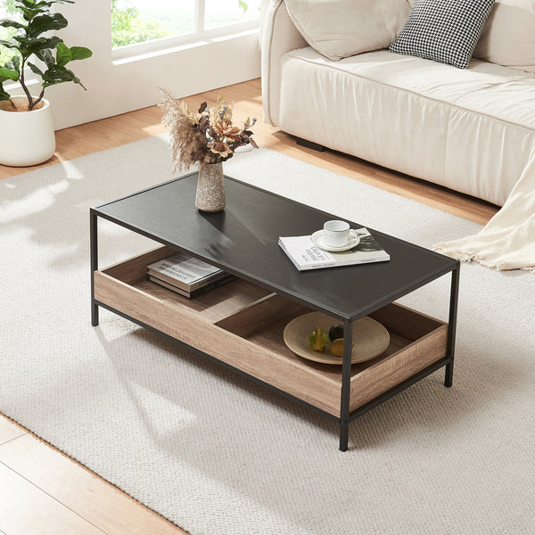 Sofabord Belana 100x48x39 cm sort/eg-look [en.casa]