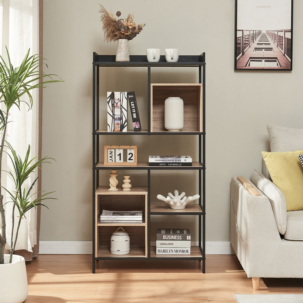 Reol Belana 137x70x33 cm Sort/Eg-look [en.casa] - premiumXL