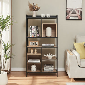 Stående hylde Belana 137x70x33 cm sort/eg-look [en.casa]