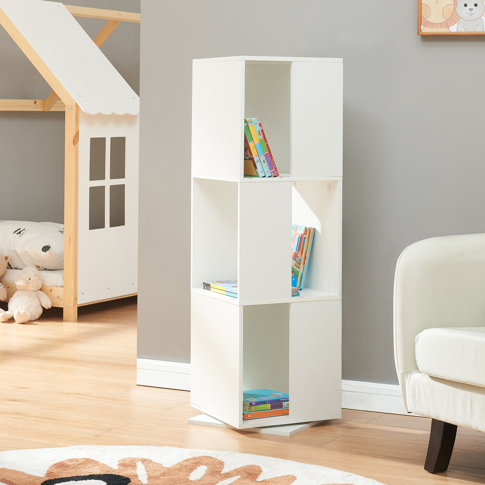 Drejeligt bogreol Fjelmarirg 109x34x34 cm Hvid [en.casa] - premiumXL