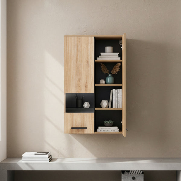 Vægskab burl 98x60x38 cm egetræslook [en.casa]