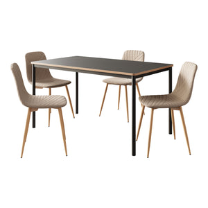 Spisesæt Lindesberg 5-pcs. rektangulær bordplade grå/lysebrun [en.casa].