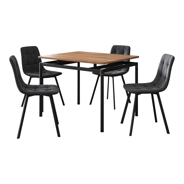 Spisebordssæt Hemnes 5-delt egetræslook/mørkegrå [en.casa]
